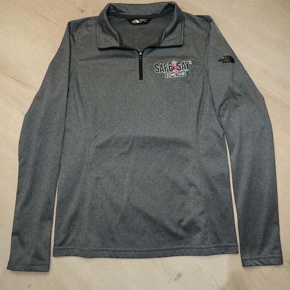The North Face Women's Grey Qtr-Zip Pullover W/ 'Safe2Say' Embroidery Sz S - Picture 1 of 8